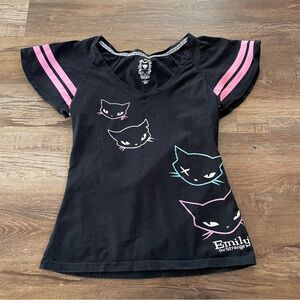Emily the strange goth girl 2010 cat shirt L